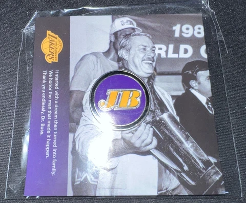 Dr. Jerry Buss Magnet Pin SGA Los Angeles LA Lakers - New in Bag Cover