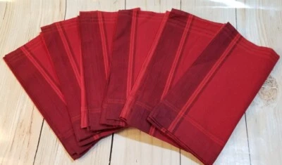 Crate & Barrel Red Napkins Set of 6 Rubesco Design Holiday or Everyday Red  - Image 1 of 4