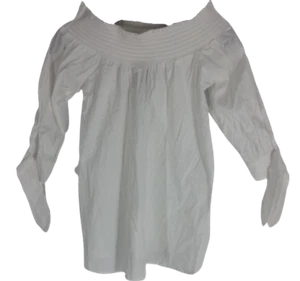 $100 Neiman Marcus Women's White Long Sleeve Off The Shoulder Blouse Top Size S - Picture 1 of 2