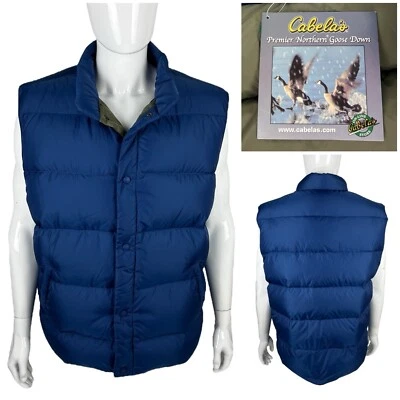 Cabelas Mens Blue Vest XL Tall Premier Northern Goose Down Outdoor Puffer NWT - Image 1 of 4