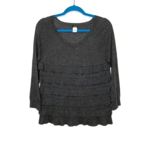 J Crew Pima Cotton Wool Blend Tiered Ruffle Lightweight Knit Sweater Size Small - Picture 1 of 9