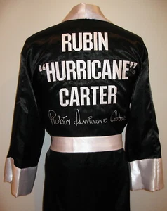 Rubin "Hurricane" Carter Autographed Black Boxing Robe ASI Proof - Picture 1 of 2