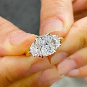 IGI Certified 14k Solid Yellow Gold Cushion Cut Diamond Engagement Ring 2.80ct - Picture 1 of 13