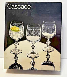 Juego de 6 copas de vino de cristal Crystalite Bohemia República de Checoslovaquia Nuevo en caja - Imagen 1 de 4