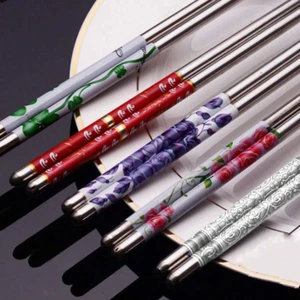 Reusable Metal Chopstick 5pairs Non-Slip Japanese Korean Style Chopstick's NEW - Picture 1 of 6
