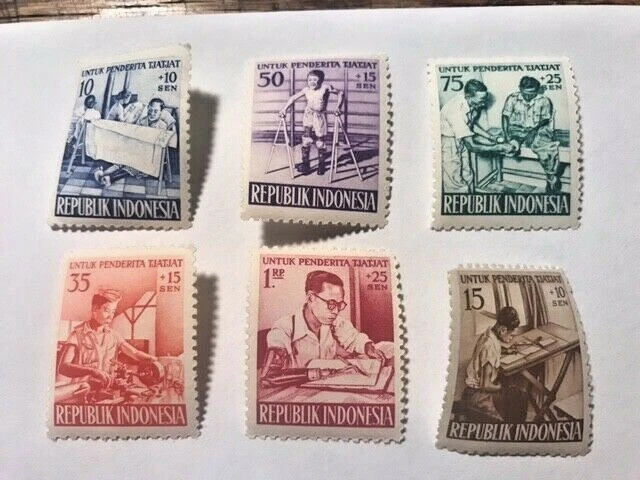 1957 Indonesia Rehabilitation Set of 6 Stamps #198st - Image 1 of 1