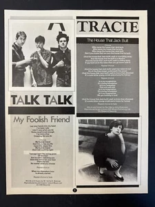 TALK TALK - MY FOOLISH FRIEND 1983 SMASH HITS LYRICS PAGE 8.5x11" [SH11] - Bild 1 von 1