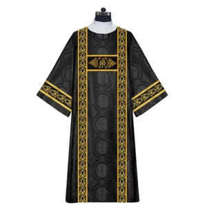 Black Adorned Dalmatic Vestment - Elegant Liturgical Attire with PAX Motif - Picture 1 of 1