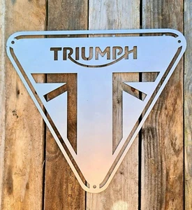 TRIUMPH Metal Sign -MOTORCYCLE -UK Made - Garage Sign- Man Cave -Steel 40CM - Picture 1 of 6