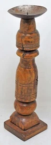 Antique Wooden Paga Candle Holder Stand Original Old Hand Carved - Picture 1 of 9