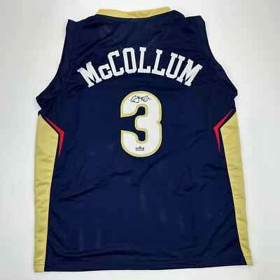 Facsimile Autographed C.J. CJ McCollum New Orleans Blue Reprint Jersey Men's XL - Image 1 of 4