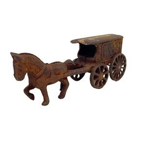 Vintage Cast Iron Horse Drawn US Mail Truck Antique Replica Mail 2 - Picture 1 of 8
