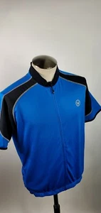 Camiseta deportiva de ciclismo Canari para hombre talla grande con cremallera completa mangas cortas azul bolsillos negros - Imagen 1 de 9