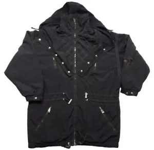 Bogner 8 M Black Full Zip Snap Mock Neck Hooded Jacket VTG Layerlite 80 Ski Coat - Picture 1 of 15
