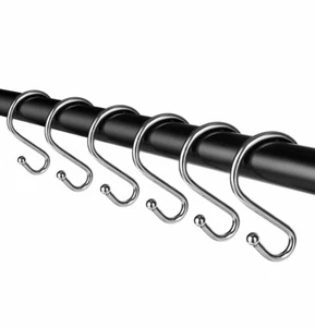 12 Pack Metal Shower Curtain Hooks Rust Resistant S Shaped Hooks Hangers - Picture 1 of 6