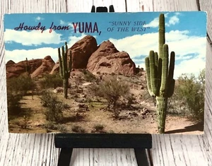Howdy From Yuma Arizona~Cactus ~Desert ~Vintage Postcard - Picture 1 of 4