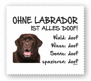 Brillenputztuch - brauner Labrador Retriever "ALLES DOOF" Displaytuch Hund - Bild 1 von 1