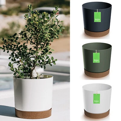 Blumentopf mit Untersetzer Pflanzentopf aus Kunststoff Übertopf dekorativ rund - Bild 1 von 4