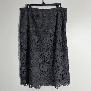 Garnet Hill Womens Crochet Lace Overlay Dark Grey Skirt Size 12 A Line Boho - Picture 1 of 7