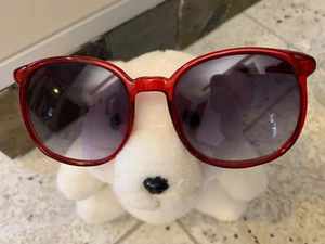 Vintage 1970s Translucent Red Sunglasses – Oversized with Blue Gradient Lenses - Picture 1 of 6