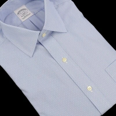 BROOKS BROTHERS Blue POLKA DOT Regent Fit Supima Cotton Dress Shirt 15 34/35 NWT - Image 1 of 2