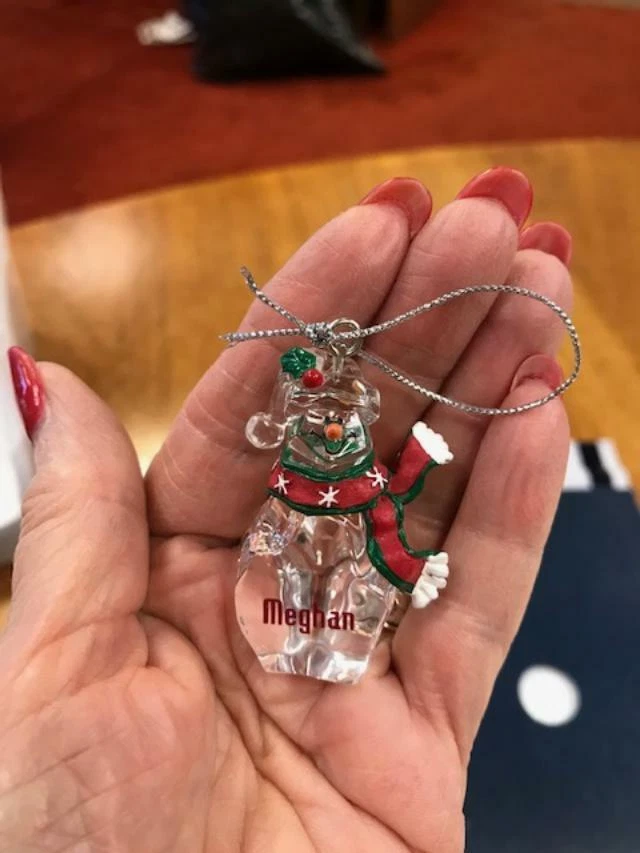Ganz Clear Snowman Ornament- "J" Names - Image 1 of 1