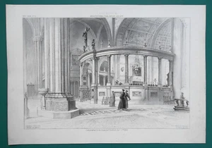 ARCHITEKTUR Verona Kathedrale Innenraum Italien - SELTENER Druck von 1858 - Bild 1 von 1