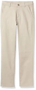 Nautica Boys' Big Flat Front Stretch Twill Chino Khaki Pant Size 10 - Picture 1 of 3