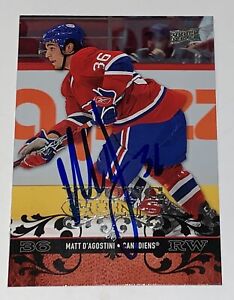 Matt D’Agostini SIGNED 2008-09 Young Guns RC Card #225 Auto Montreal Canadiens