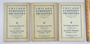 3 Programas De Colección de la Orquesta Sinfónica de Chicago de 1932 Frederick Stock Director - Imagen 1 de 5