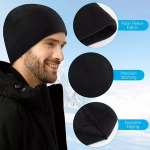 Winter Warm Cap Windproof Fleece Hat Skull Cap Running Beanie Hat for Men Women - Picture 1 of 24