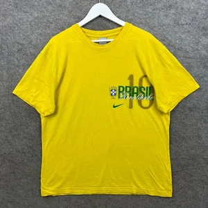 Camiseta De Colección Brasil XXL Amarilla Nike Ronaldinho R10 #10 Camiseta Fútbol Fútbol Y2K - Imagen 1 de 10