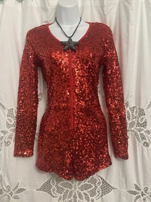 Pantalón Mono Rojo Lentejuelas Caliente Para Mujer S Pantalones Cortos Spirit Stage Wear Bastón Baile Foto 1 de 4