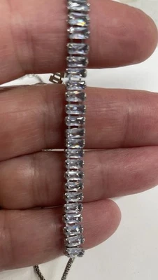 Cubic Zirconia Silver Slide Adjustable Bracelet Anklet Jewelry NEW 20% OFF - Image 1 of 4