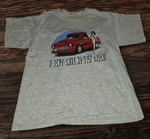 Vintage 80s I Don't Drive No Ugly Truck Sexy Bikini Pinup Girl Graphic T Shirt L - Picture 1 of 5