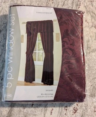 Jacquard Window 2002 Target Home Pack 5 Piece Panels Valance Tie Backs New NOS - Image 1 of 4
