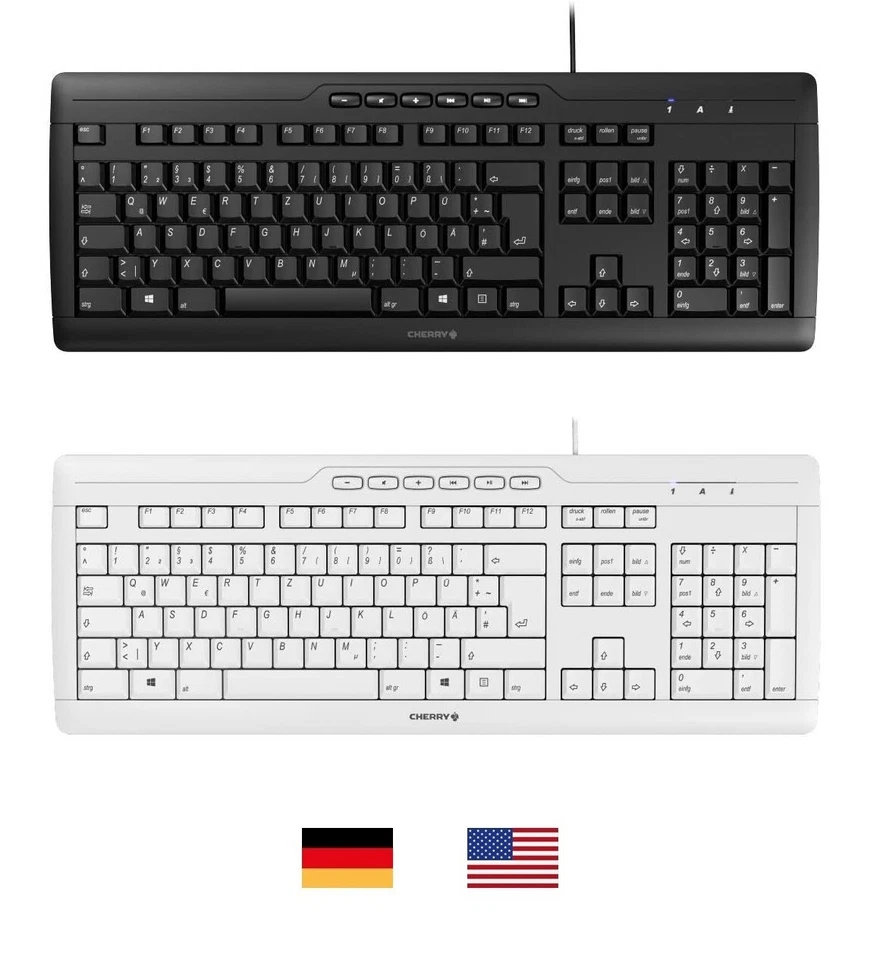 CHERRY STREAM 3.0 Keyboard USB Tastatur leise ergonomisch spritzwassergeschützt - Bild 1 von 2