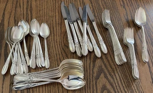 Oneida Community WHITE ORCHID Silverplate 44 pcs Flatware svc/6 +++ S5 - Picture 1 of 2