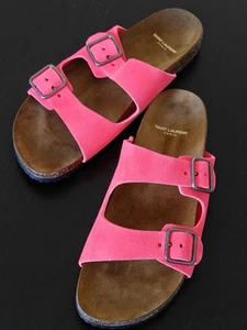 Saint Laurent Jimmy Suede Sandals Birkenstock Pink UK 5.5 US 8.5 EU 38.5 75 - Picture 1 of 9