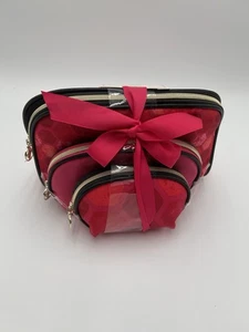 Juego de Bolsa de Cosméticos 3 Piezas Rosa Maquillaje Viaje Adrienne Vittadini NUEVO - Imagen 1 de 6