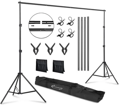 Backdrop Stand, 6.4ft x 10ft Adjustable Photo Background Stand with Carry Bag... - Image 1 of 4