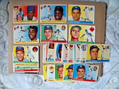 Lote vintage de béisbol 1955 Topps Willie Mays Ernie Banks Yogi Berra Spahn Newhous Foto 1 de 3