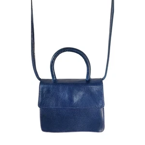 Vintage 1990s Navy Blue Mini Purse Shoulder Bag Bloomingdale's Italy - Picture 1 of 13