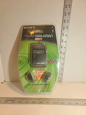 Sony FM/AM Walkman Portable Radio Headphones Sealed SRF-49 - Image 1 of 4