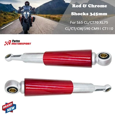 ✅2x Amortiguadores Traseros Rojo y Cromo 13.5" Para Honda CL/CT70 XL75 CL/CT/CM/S90 CM91 CT110 Foto 1 de 4