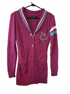 Cardigan maglione donna Coogi maglia cavo taglia media rosa abbottonato accademia - Foto 1 di 5