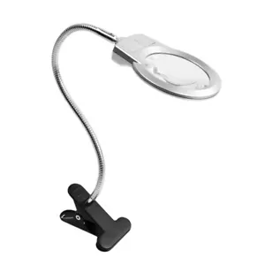 LED Light Large Lens Lighted Lamp Top Desk Magnifier Clamp Clip Magnifying Glass - Picture 1 of 12
