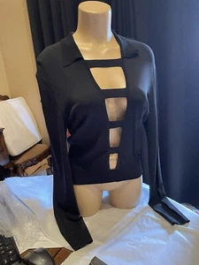 CHANEL Very Rare Sexy Open Front Black Long Sleeve Top 42 - Picture 1 of 5