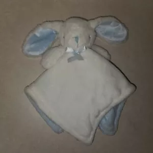 Nuby Bunny Kaninchen weiß blau Sicherheitsdecke 14" x 14" liebevoll weich - Bild 1 von 6