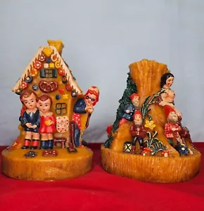 Snow White and the Seven Dwarfs Hansel & Gretel Candles Sculpted Wax VTG RARE - Picture 1 of 24